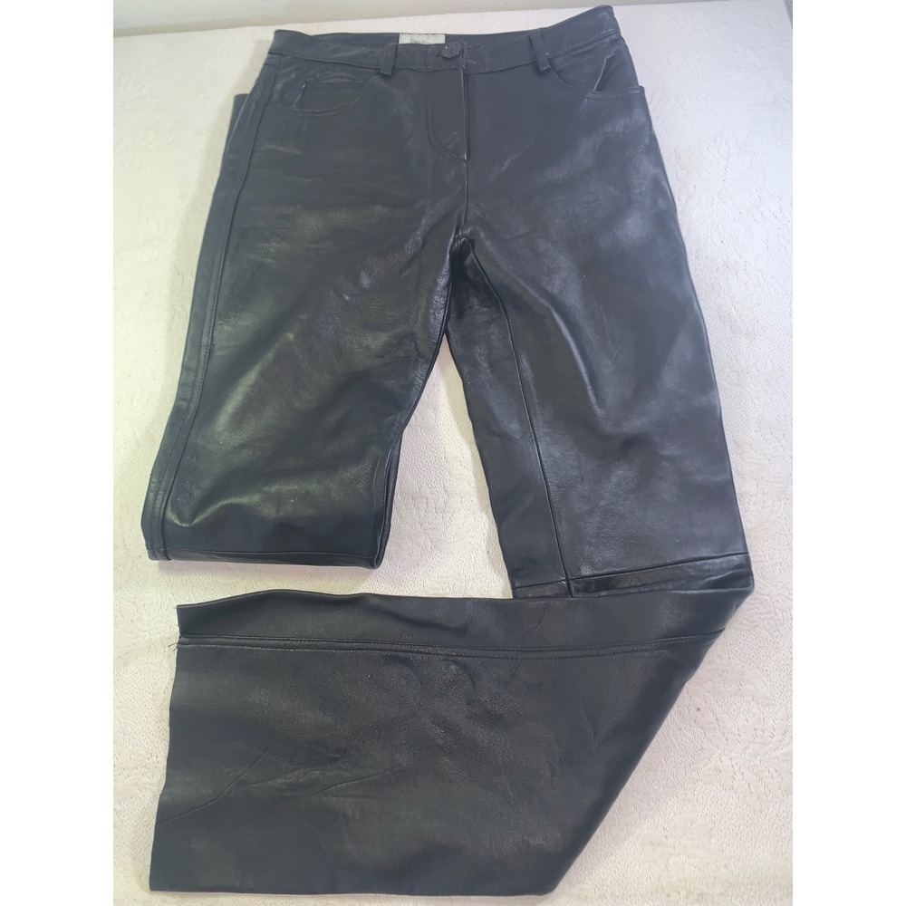 Neiman Marcus Exclusive Black Leather Pants Women 4 Glam Rockstar Biker Straight